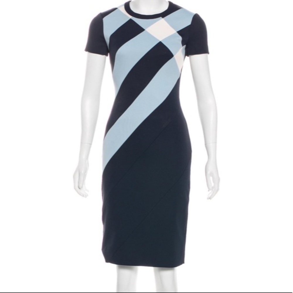 Karen Millen blue checker office dress